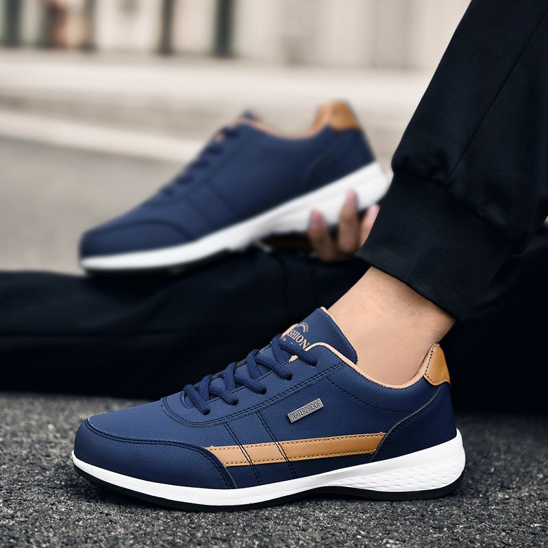 Men's Leather Outdoor Casual Sneakers - Blue