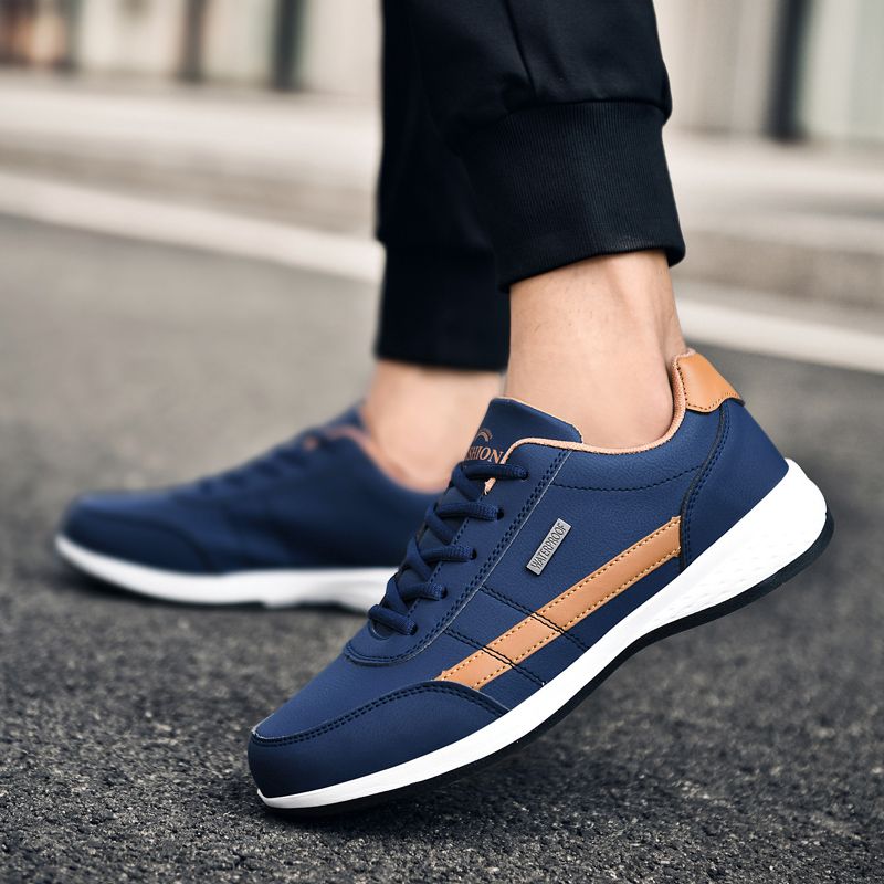 Men's Leather Outdoor Casual Sneakers - Blue