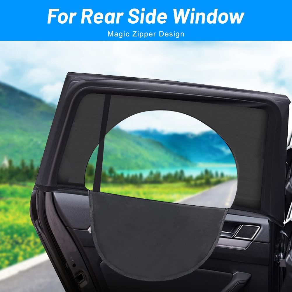 2Pcs Car Side Window Sunshade Cover With Zipper Sox Socks Curtain Net Solar Shield Sun Shade M WEF
