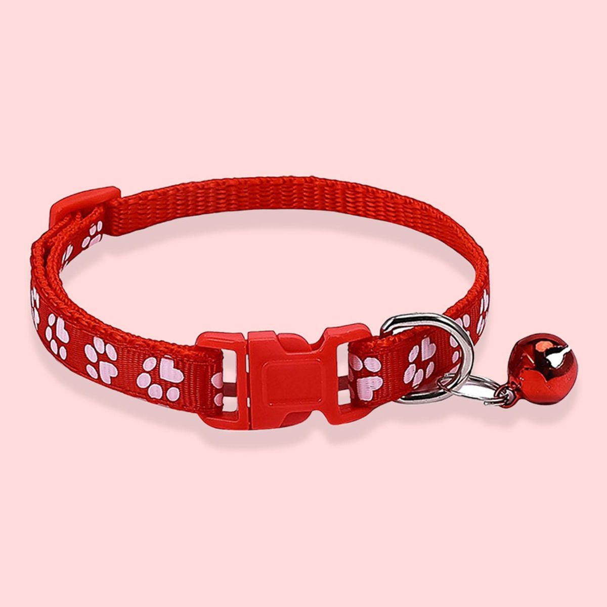 2Pcs Dog Neck Strap Paw Pattern Pet Cat Dog Collar Strap Red