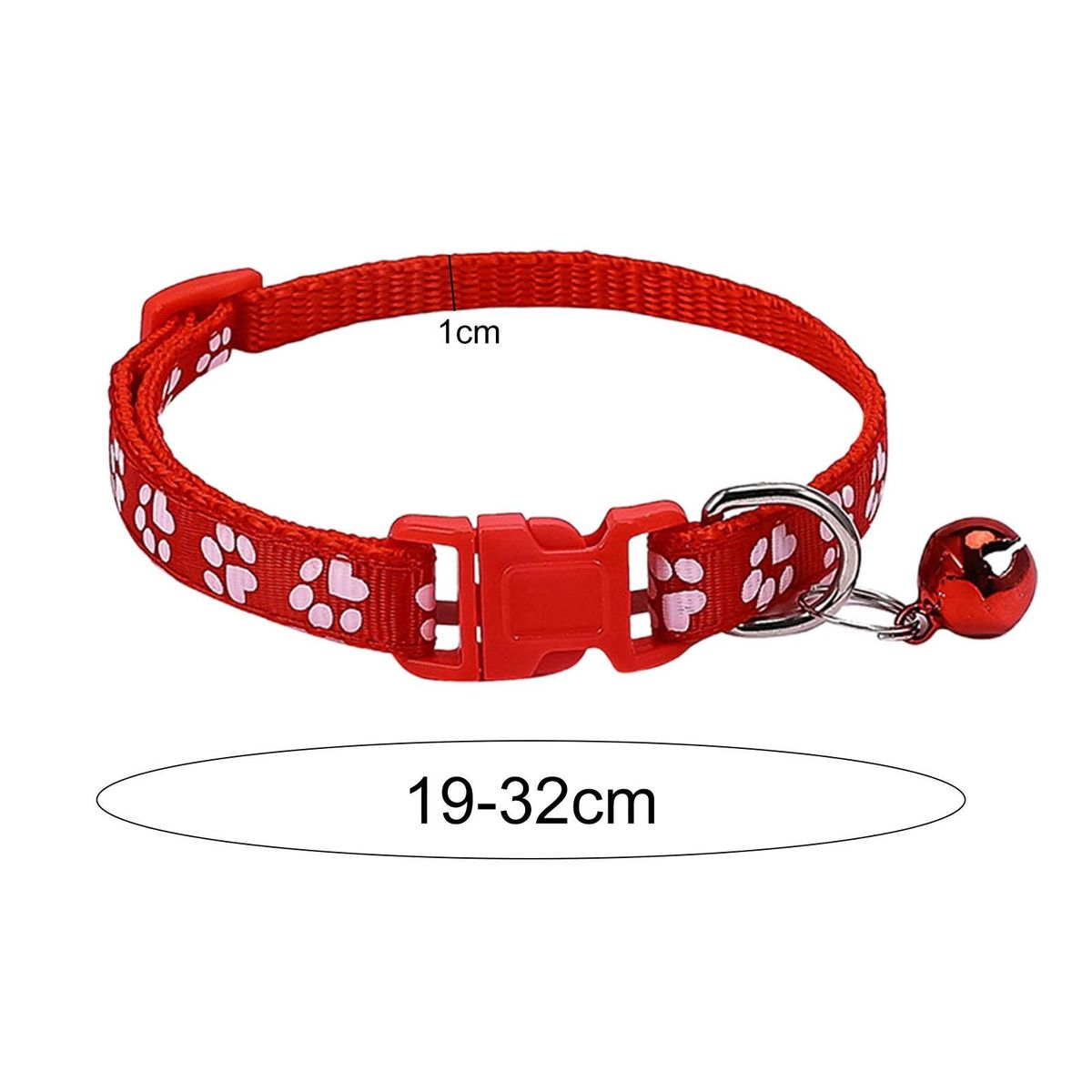 2Pcs Dog Neck Strap Paw Pattern Pet Cat Dog Collar Strap Red