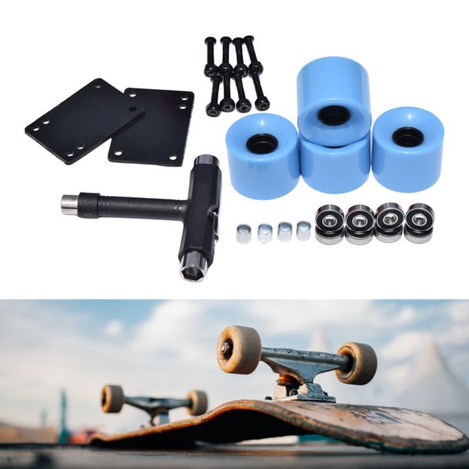 4x Durable 78A Skateboard Wheels With Bearings Hardness Cruiser Blue