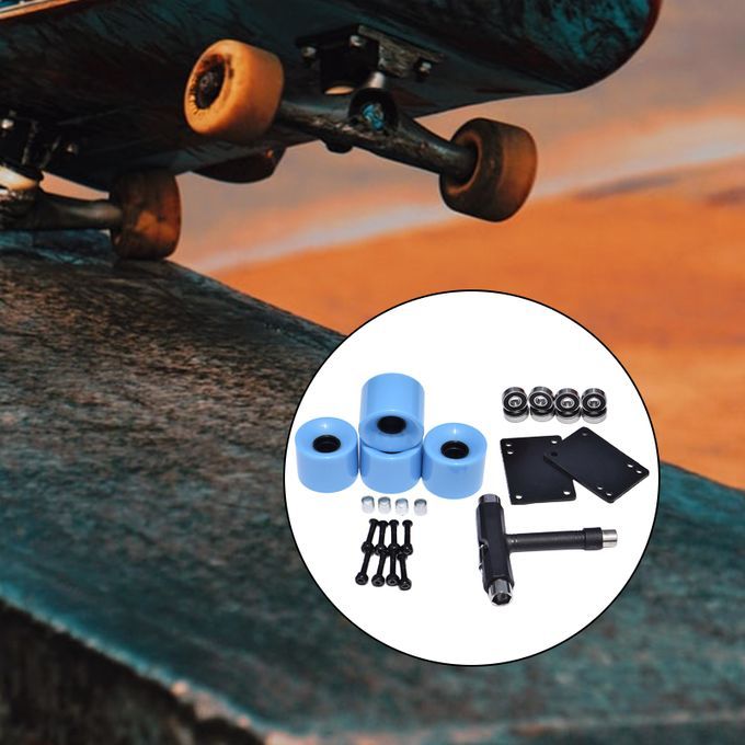 4x Durable 78A Skateboard Wheels With Bearings Hardness Cruiser Blue