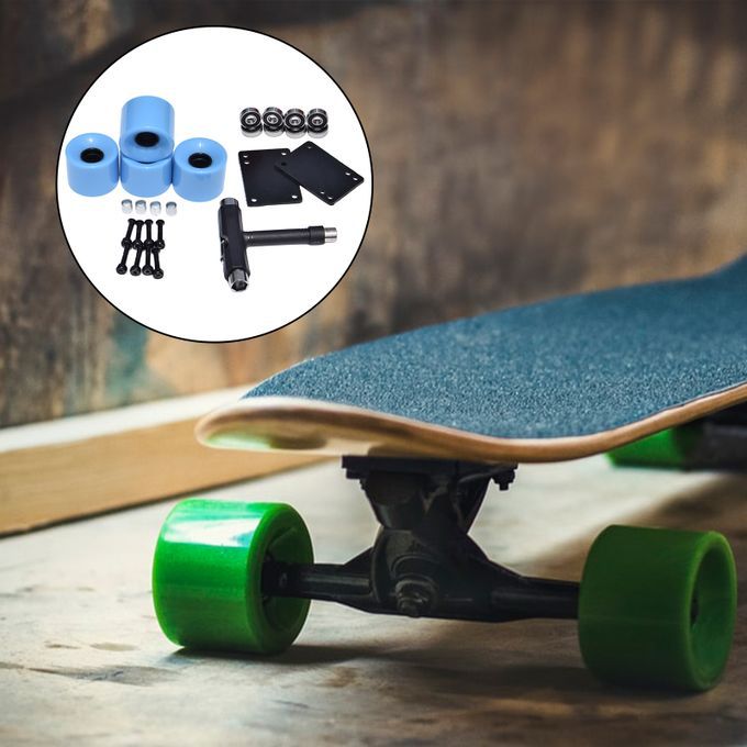 4x Durable 78A Skateboard Wheels With Bearings Hardness Cruiser Blue