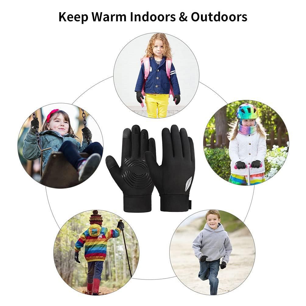 Childrens Winter Gloves Kids Warm Touchscreen Winter Gloves Cycling Gloves ForBoys Girls Outdoor Sports Running L