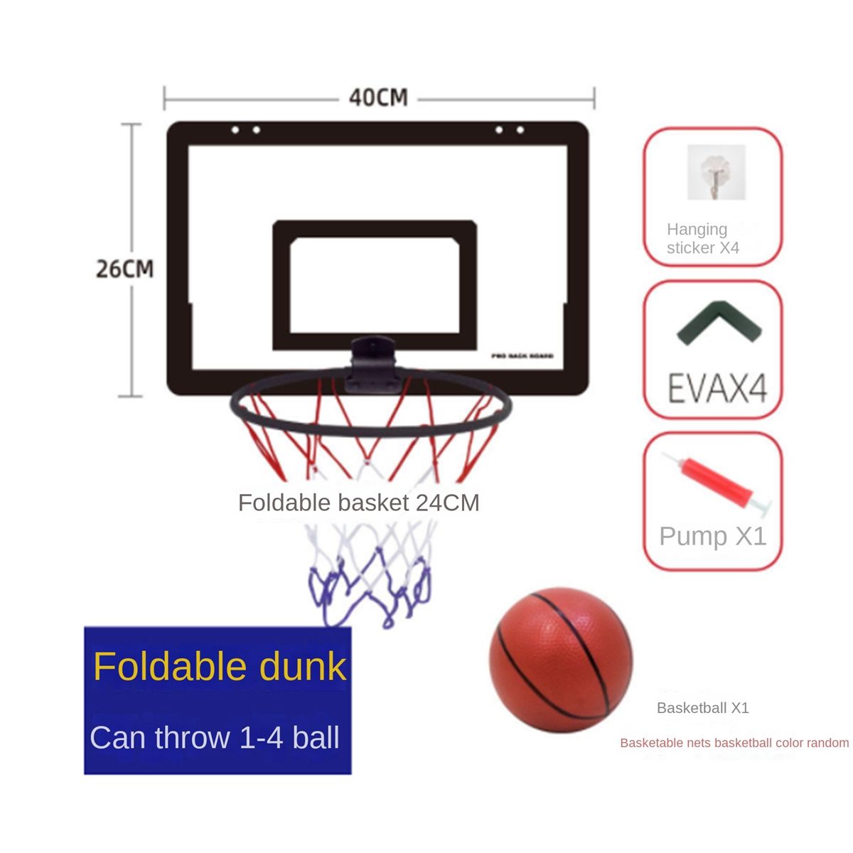 Portable Funny Mini Basketball Hoop Toy Kit In