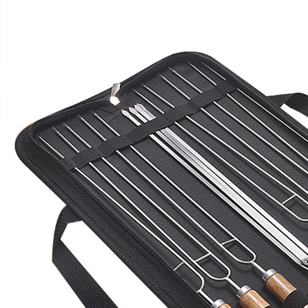 10PCS Barbecue Skewer Sticks with Storage Bag Grilling Roasting Sticks Forks Reusable Metal Skewers Stainless Steel BBQ Shish Kabob Tools for Hot Dog Meats Vegetables Steak Outdoor Picnic