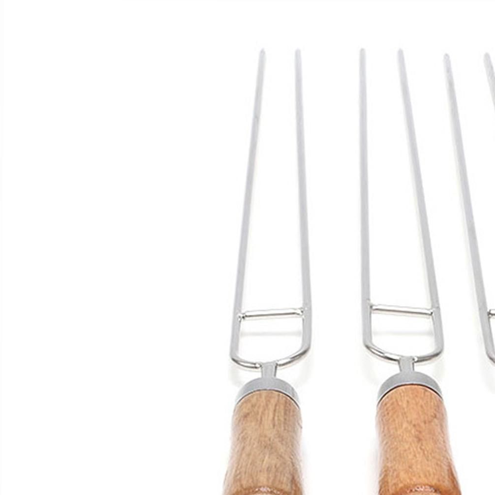 10PCS Barbecue Skewer Sticks with Storage Bag Grilling Roasting Sticks Forks Reusable Metal Skewers Stainless Steel BBQ Shish Kabob Tools for Hot Dog Meats Vegetables Steak Outdoor Picnic