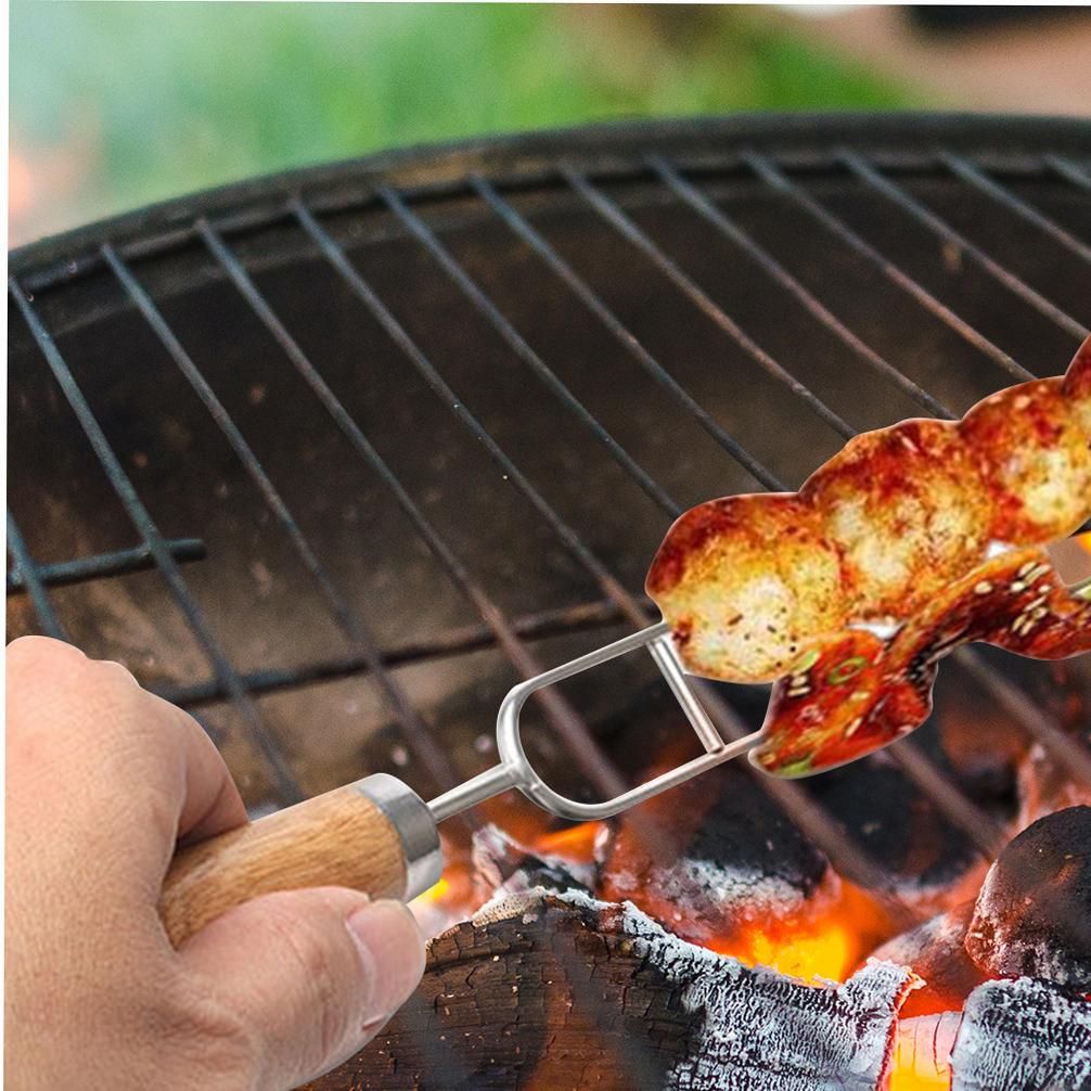 10PCS Barbecue Skewer Sticks with Storage Bag Grilling Roasting Sticks Forks Reusable Metal Skewers Stainless Steel BBQ Shish Kabob Tools for Hot Dog Meats Vegetables Steak Outdoor Picnic