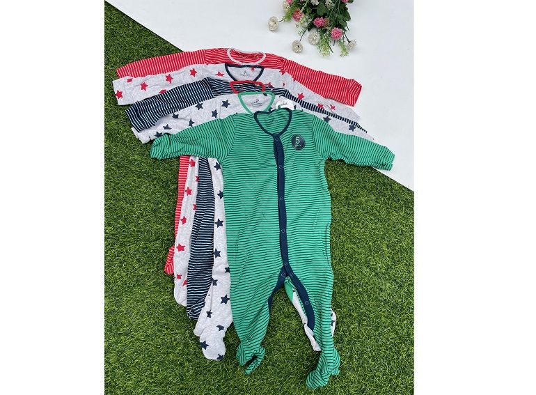 Cotton Baby Sleepsuits - 5 Pack