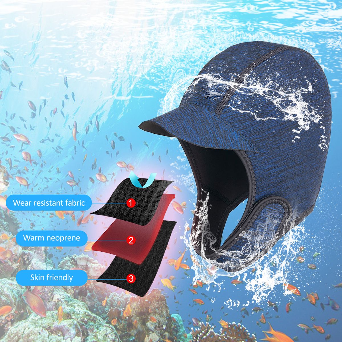 Neoprene Diving Cap Thermal Snorkeling Wetsuit Hat Warm