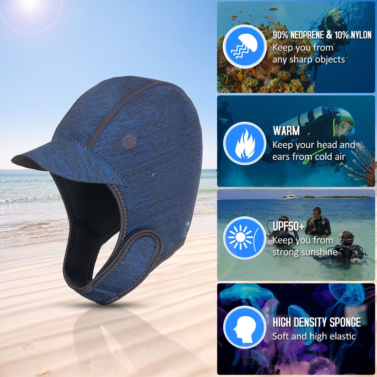 Neoprene Diving Cap Thermal Snorkeling Wetsuit Hat Warm