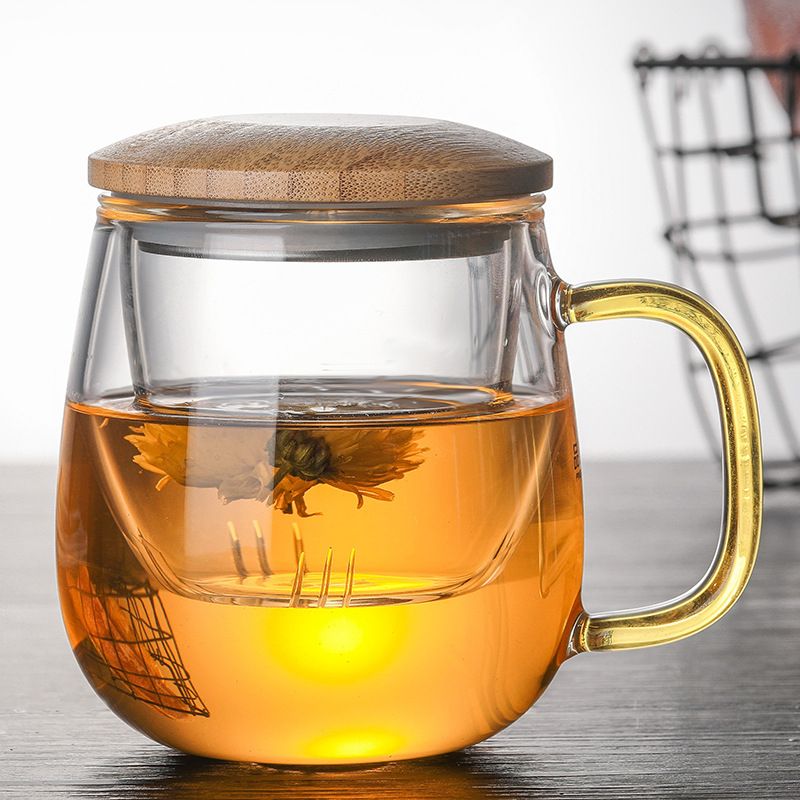 Creative Glass Tea Infuser Cup With Transparent Filter Lid