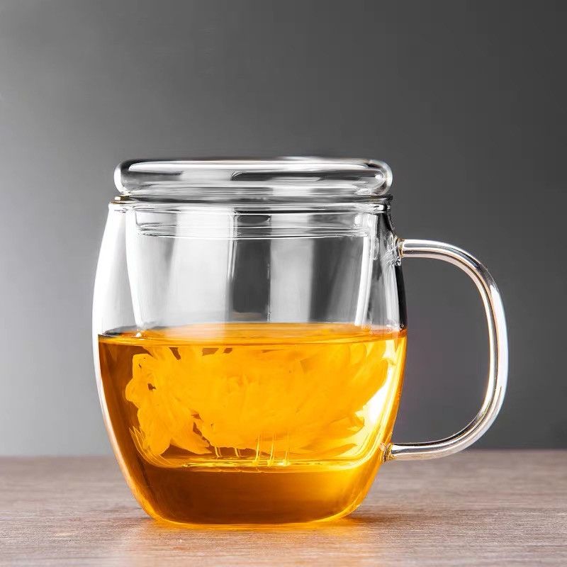 Creative Glass Tea Infuser Cup With Transparent Filter Lid