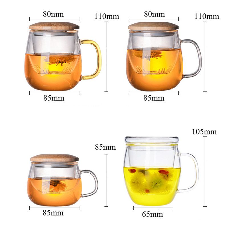 Creative Glass Tea Infuser Cup With Transparent Filter Lid