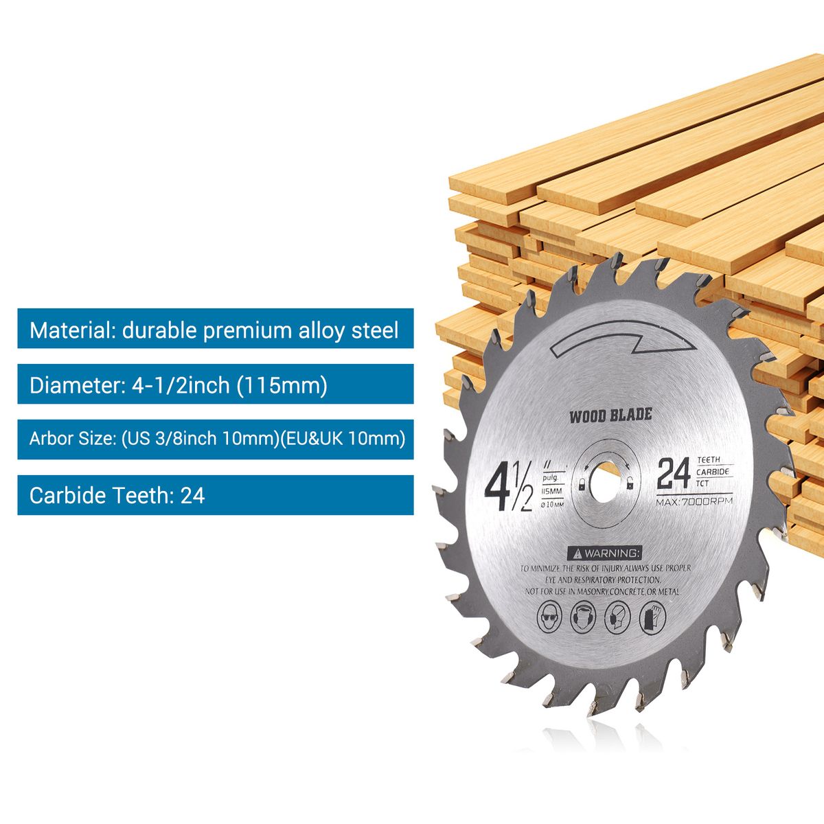 24T-TCT Wood Cutting Disc 115mm*10mm Circular Alloy Steel