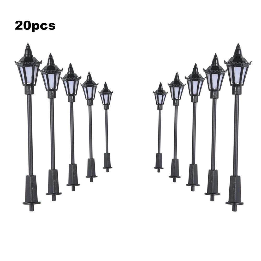 20pcs White Model Street Lights Layout Lamppost Railway Train Garden Playground Scenery Led Lamp Lighting 1:150 Scale 65mm