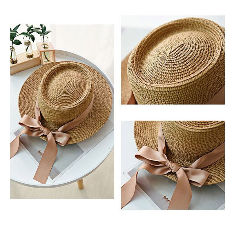 （56-58cm）（56-58cm）（Khaki）2020 Simple Summer Women's Beach Hat Female Casual Panama Hat Lady Bra RA