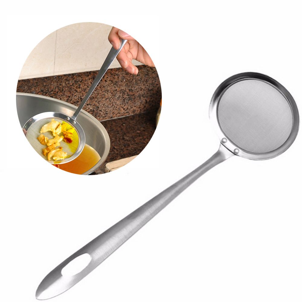 Fat Skimmer Spoon Fine Mesh Strainer Ladle Oil-Frying Filter Spoon