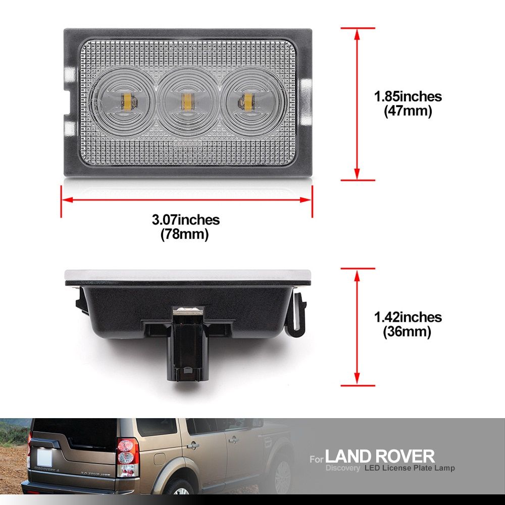2Pcs LED License Number Plate Light Ford Rover LR Discovery 3 4 Freelander 2 Rang Rover Sport