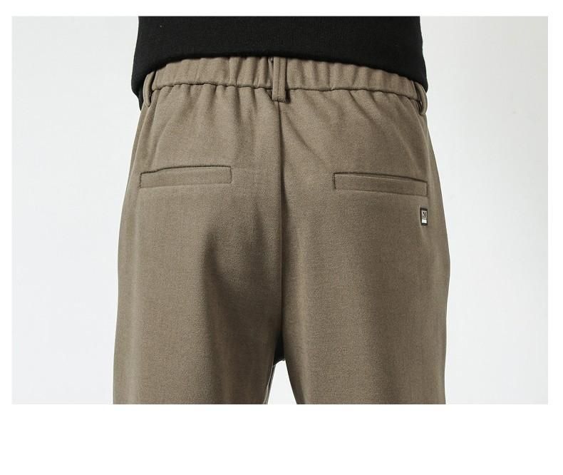 New Casual Pants Men Mixing Wool Thick Slim Trousers Elastic Waist Elastic Waist Mens Autumn Clothing Warm Winter Pants