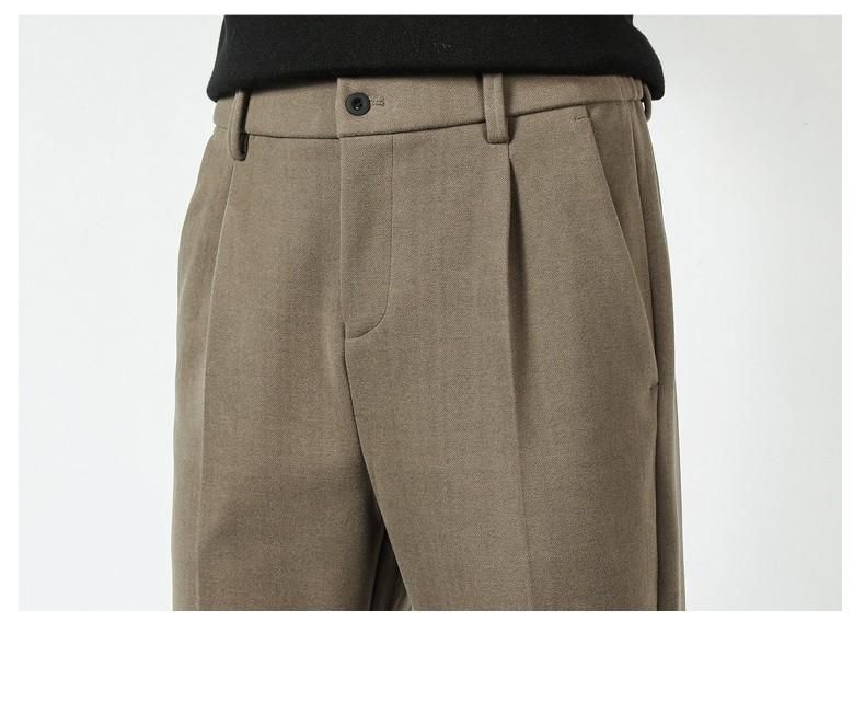 New Casual Pants Men Mixing Wool Thick Slim Trousers Elastic Waist Elastic Waist Mens Autumn Clothing Warm Winter Pants