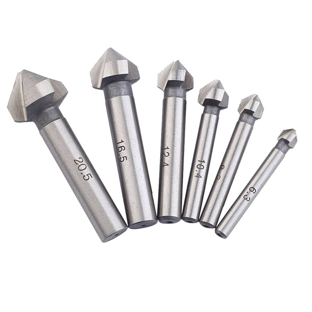 6Pc Countersink Boring Set  Metal Quick Change Drill Bit Tool