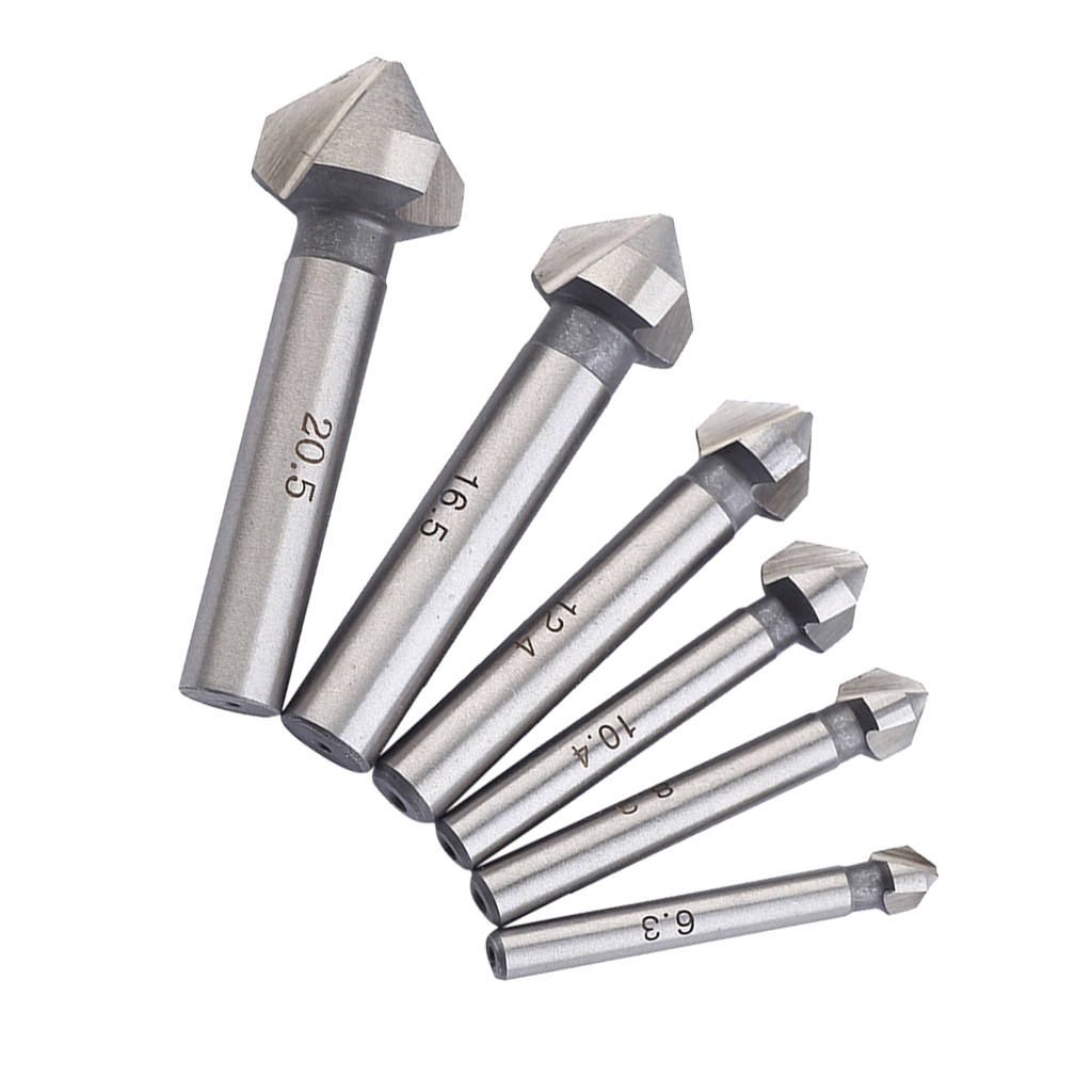 6Pc Countersink Boring Set  Metal Quick Change Drill Bit Tool