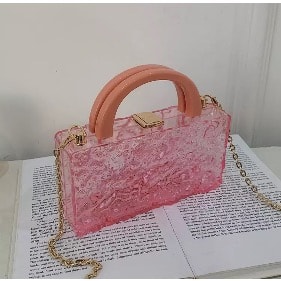 Acrylic Cracked Ice Design Purse - Pink