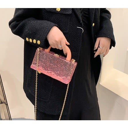 Acrylic Cracked Ice Design Purse - Pink