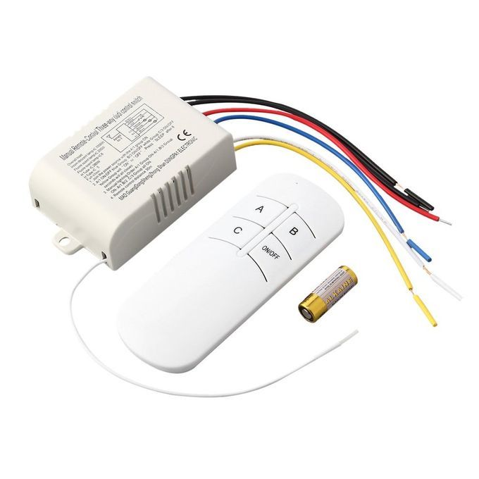 220V 3 Way ON/OFF Digital RF Remote  Ontrol Swit H Wireless For Light  -White