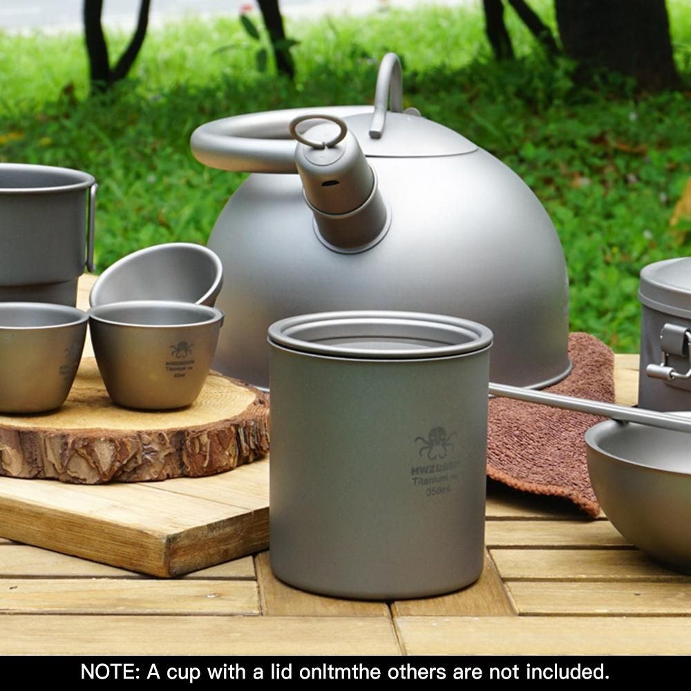350ml Titanium Cup with Lid Lightweight Water Cup for Backpacking Camping Fishing