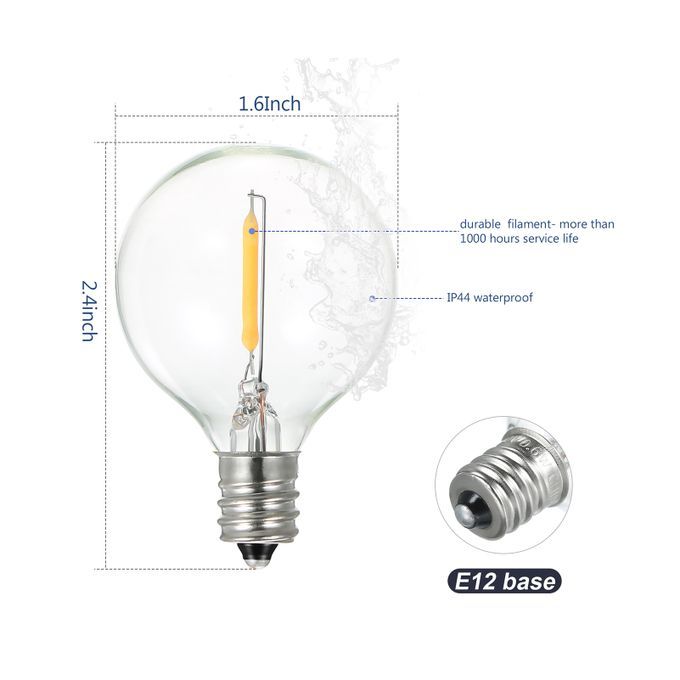 AC230V Globe LED G40 Lamp 25 Pack E12 Base Socket Holder