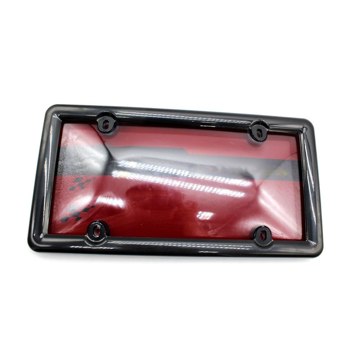 2PCS Clear Smoked License Plate Shield Cover Combo Premium Quality License Plate Clear Smoked and Black Bubble Shield Cover and Frame