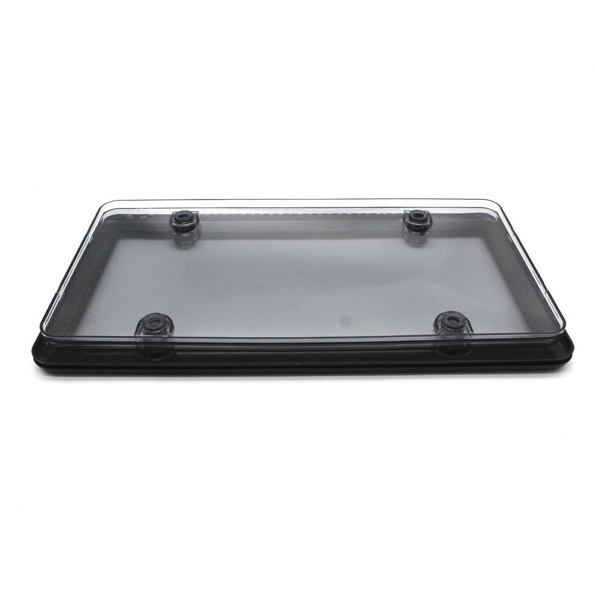 2PCS Clear Smoked License Plate Shield Cover Combo Premium Quality License Plate Clear Smoked and Black Bubble Shield Cover and Frame