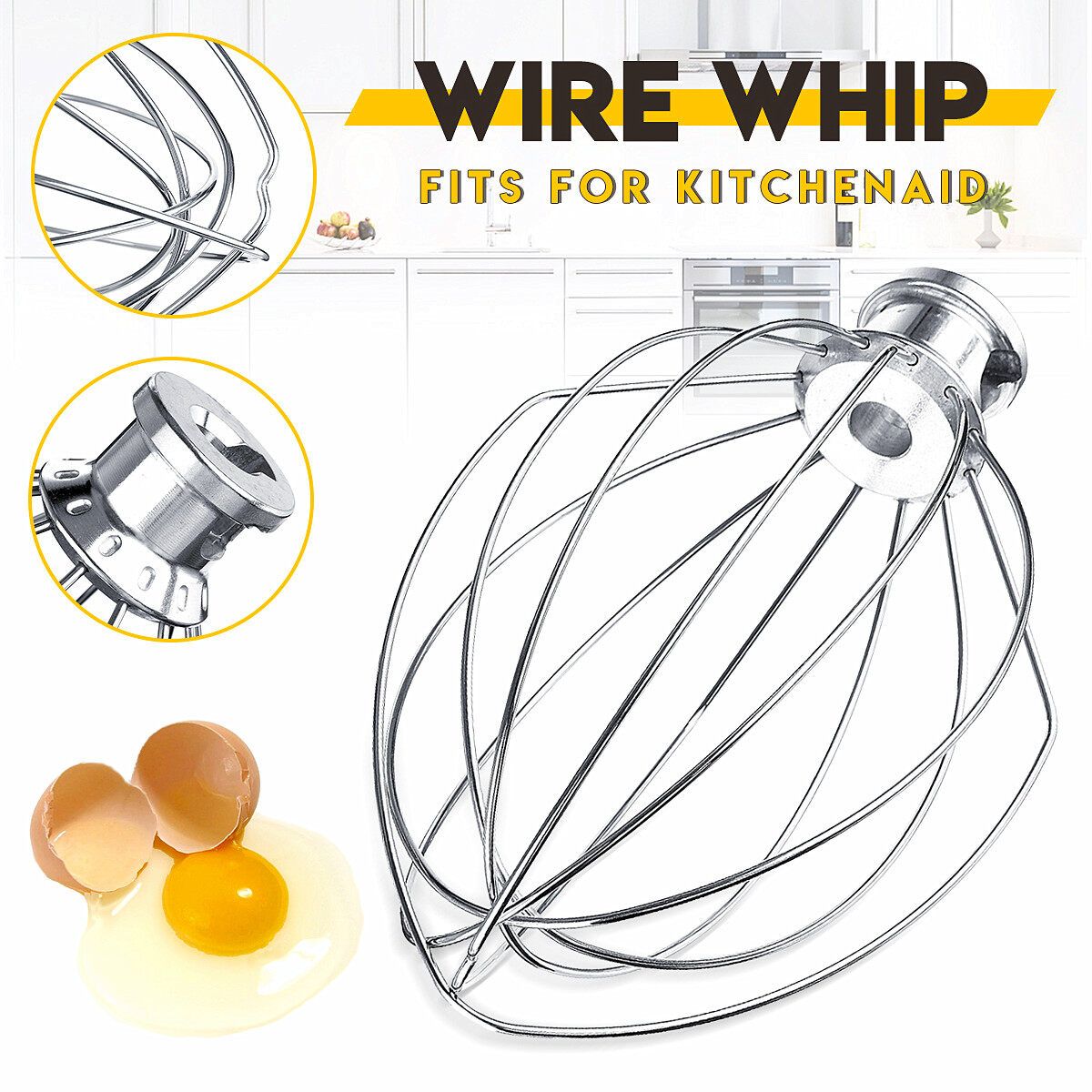 6-Wire Whisk Beater Mixer Stainless Steel Silver For KitchenAid K5AWW KSM90
