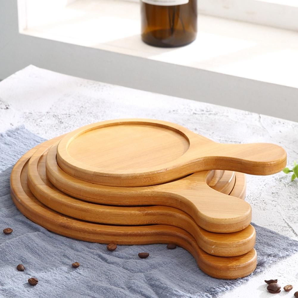 Bamboo Wooden Round Pizza Tray Cafe Dessert Pizza Tray 14