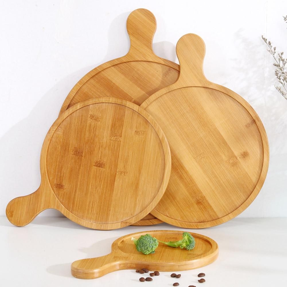 Bamboo Wooden Round Pizza Tray Cafe Dessert Pizza Tray 14