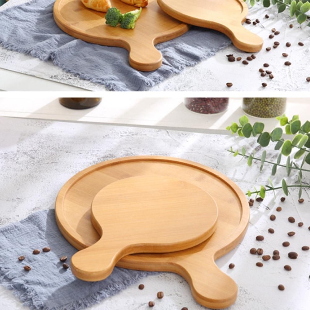 Bamboo Wooden Round Pizza Tray Cafe Dessert Pizza Tray 14