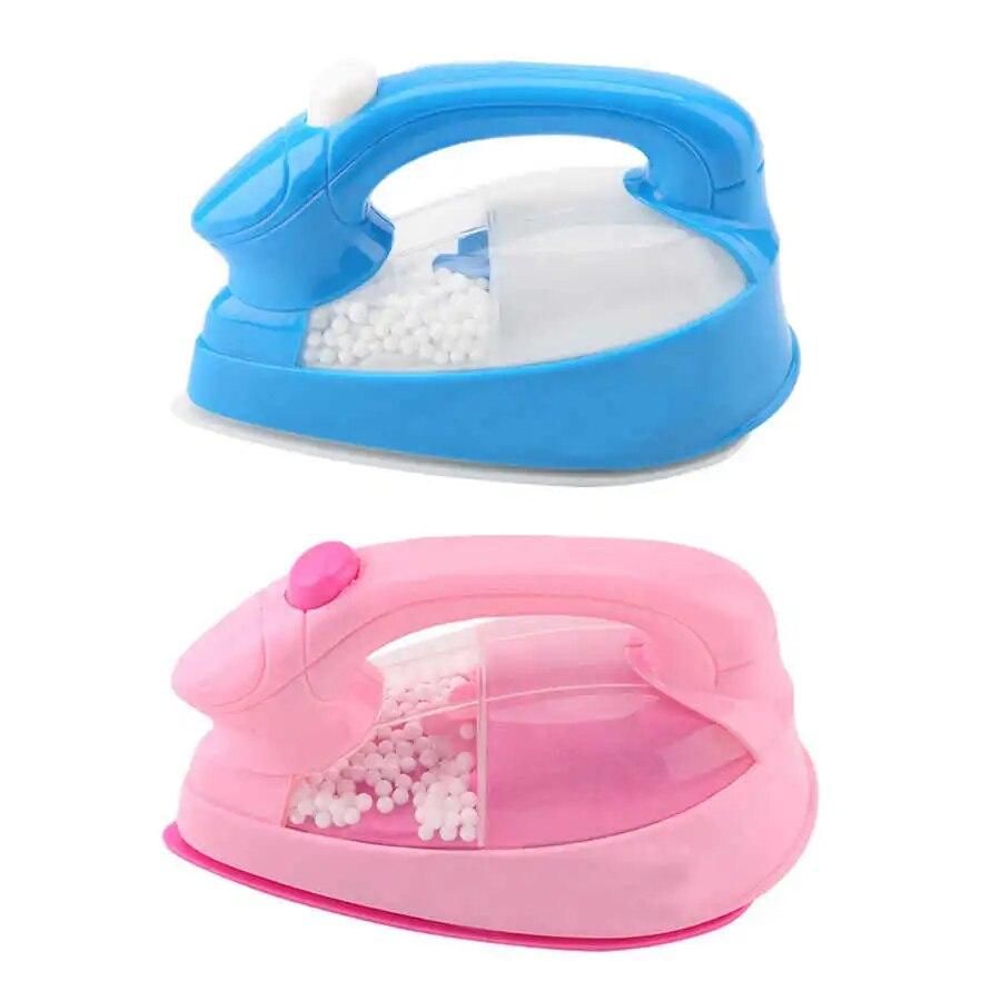 1Pc Pretend Play Mini Electric Iron Plastic Pink/Blue Safrty Plastic Light-up Simulation Kids Children Girl Home Appliances Toy