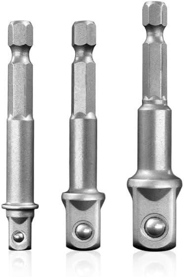 Impact Grade Socket Adapter Set, 6-PCS Drill Bit Adapter with Bit Holder, Sizes 1/4