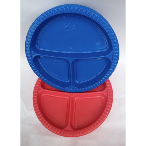 Three Compartment Flat Disposable Plates-100 Pieces