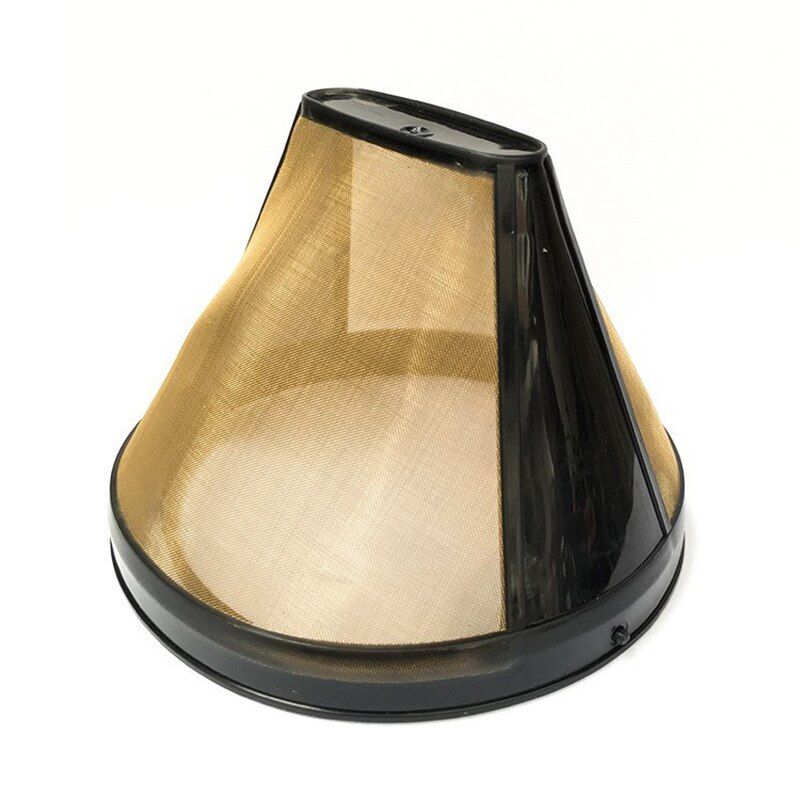 Cone-Style Reusable Coffee Filter Permanent Coffee Maker Machine Filter Gold Mesh With Handle Cafe Coffees Tools Reusable Cafe