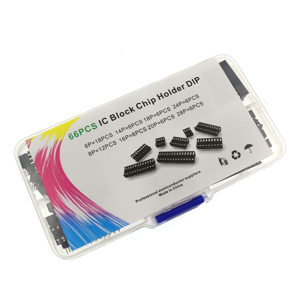 66PCS I C Block Chip Holder DIP Sockets Adaptor 6P 8P 14P