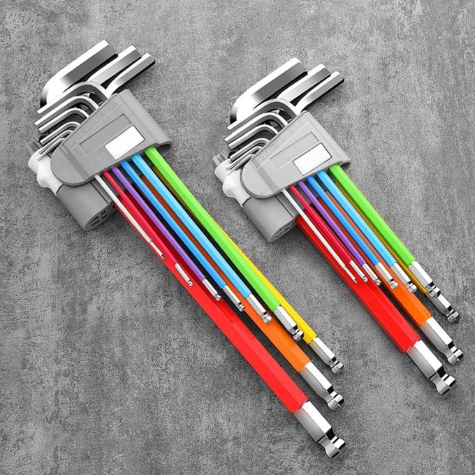 9x Allen Key Set Screwdriver  Wrench Hand Tools Multicoloured For E