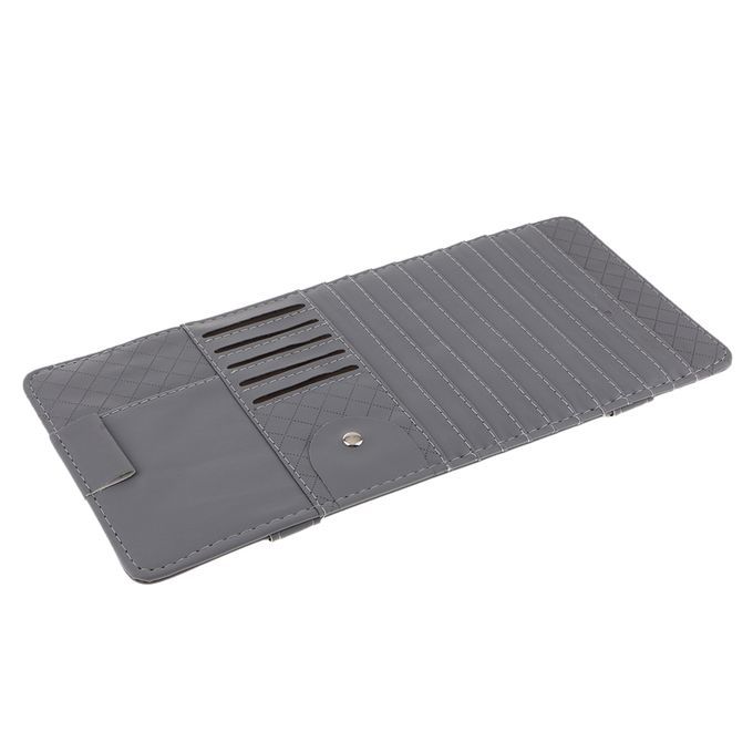 Car Sun Visor Sunshade CD Card Clip Holder Organizer Pocket Gray