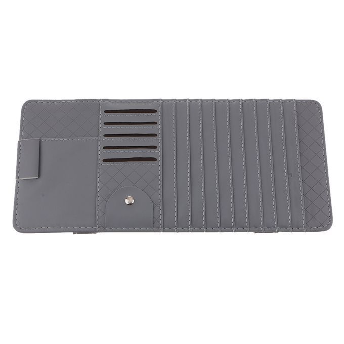 Car Sun Visor Sunshade CD Card Clip Holder Organizer Pocket Gray