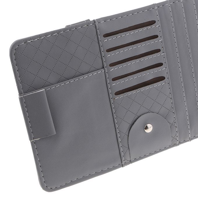 Car Sun Visor Sunshade CD Card Clip Holder Organizer Pocket Gray