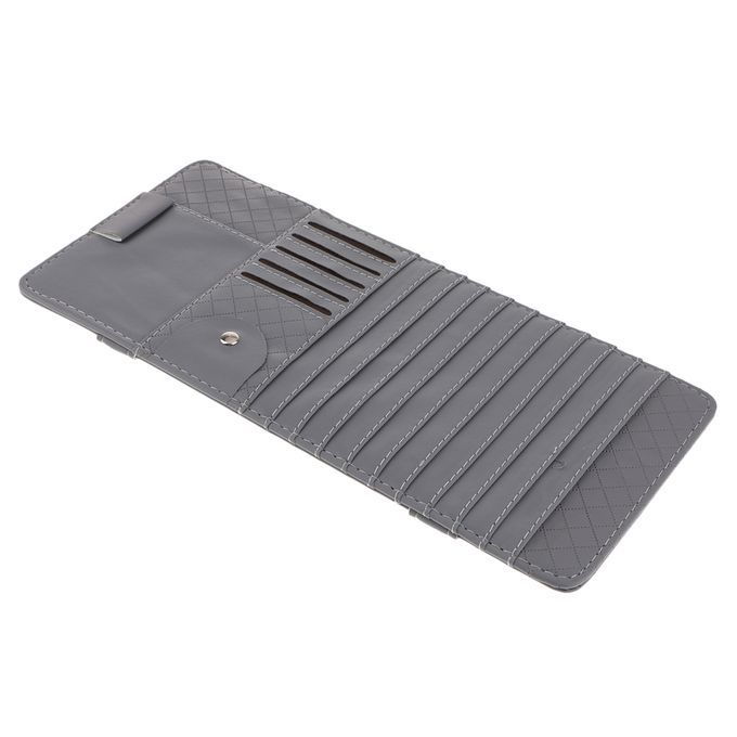Car Sun Visor Sunshade CD Card Clip Holder Organizer Pocket Gray