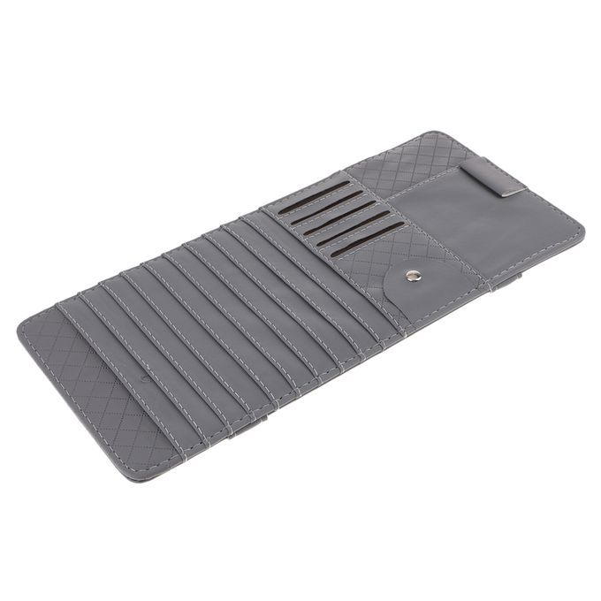 Car Sun Visor Sunshade CD Card Clip Holder Organizer Pocket Gray